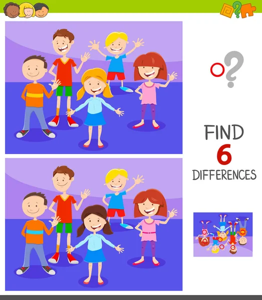 Βρείτε τις διαφορές παιχνίδι με χαριτωμένα παιδιά ομάδα — Διανυσματικό Αρχείο