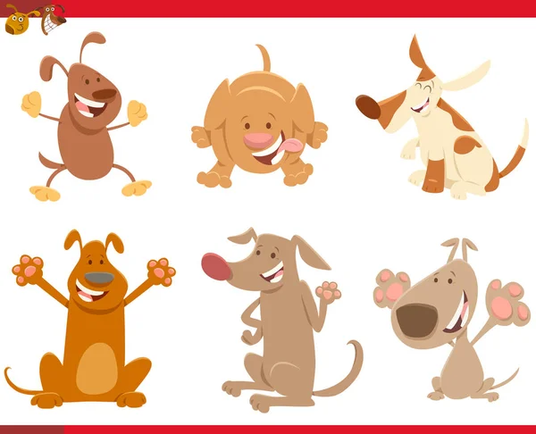 Kutyák és kölykök rajzfilm karakterek beállítása — Stock Vector