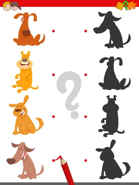 阴影游戏与有趣的卡通狗 — 图库矢量图片