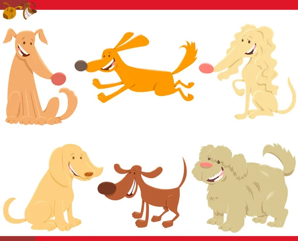 Σκύλοι και κουτάβια cartoon χαρακτήρων — Διανυσματικό Αρχείο