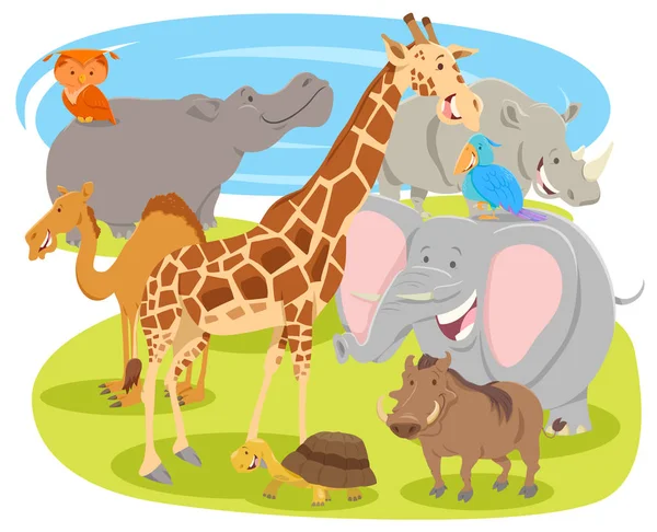 Tecknade roliga djur tecken grupp — Stock vektor