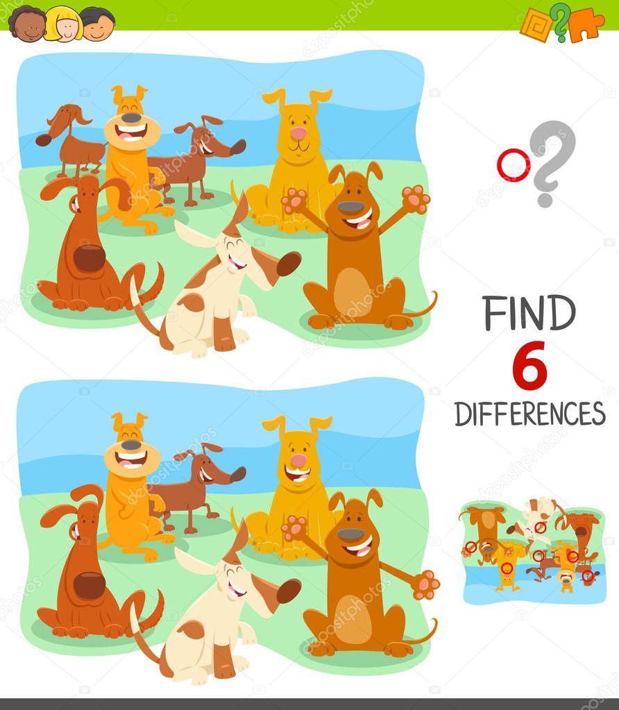 find differences with cartoon dog characters