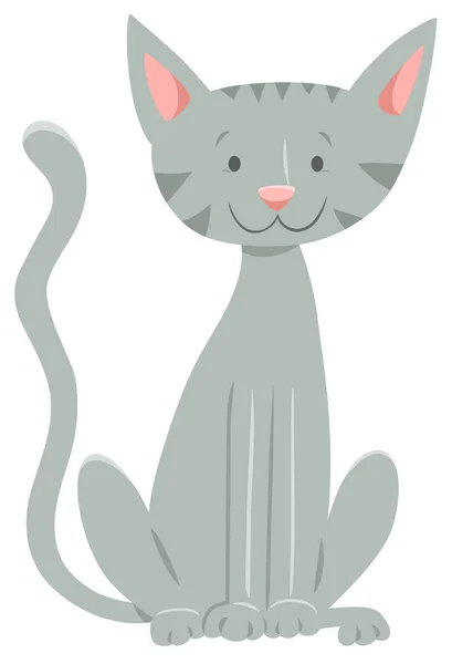 Glückliche graue Katze Cartoon Tierfigur — Stockvektor