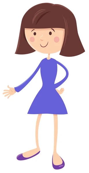 Enfant ou adolescent fille mignonne personnage de dessin animé — Image vectorielle