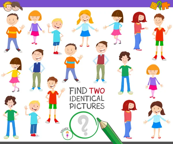 Encontrar dos tarea idéntica niño para los niños — Archivo Imágenes Vectoriales