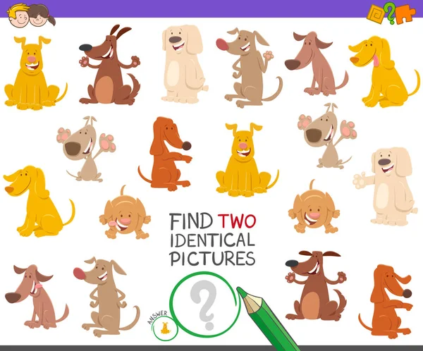 Encontrar dois jogos de cães idênticos para crianças — Vetor de Stock