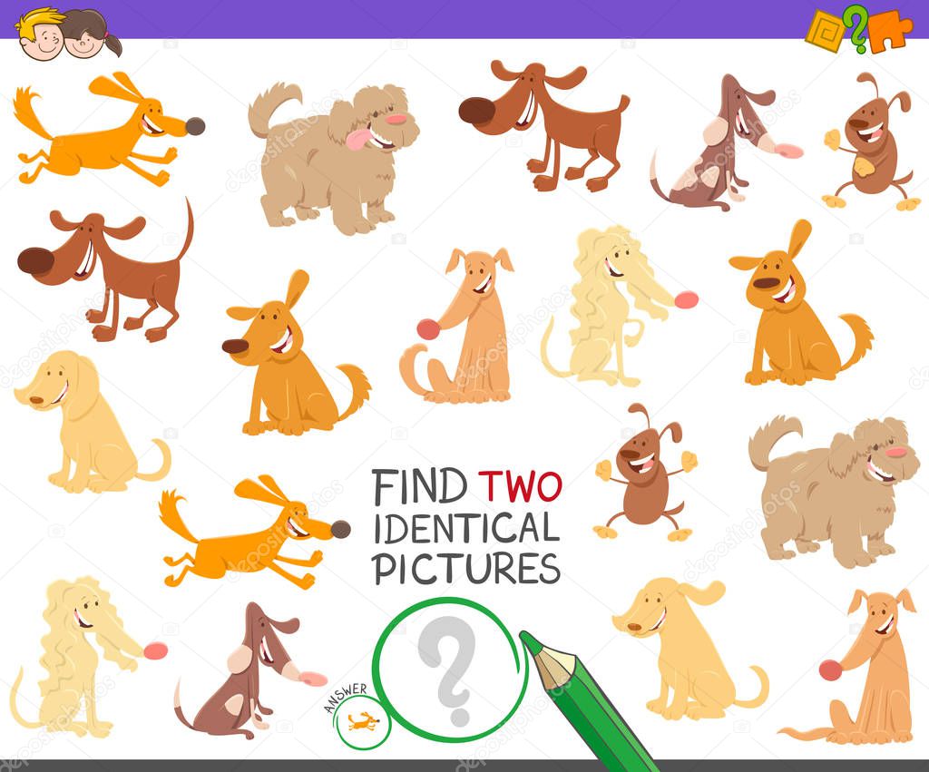 find two identical dogs activity for children