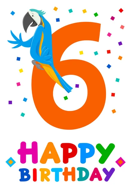 Sixth birthday cartoon greeting card design — Stock Vector