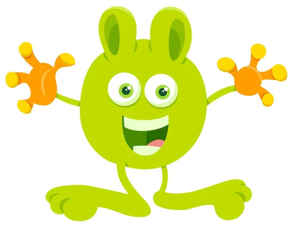 Cute green fantasy cartoon character — Stock Vector