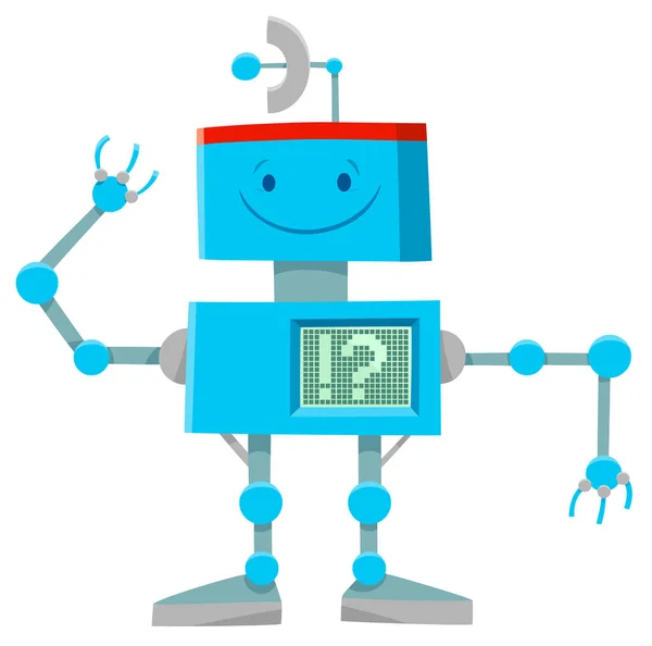 Robot bleu fantaisie ou droïde personnage de dessin animé — Image vectorielle