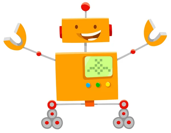 Gelukkig oranje robot stripfiguur — Stockvector