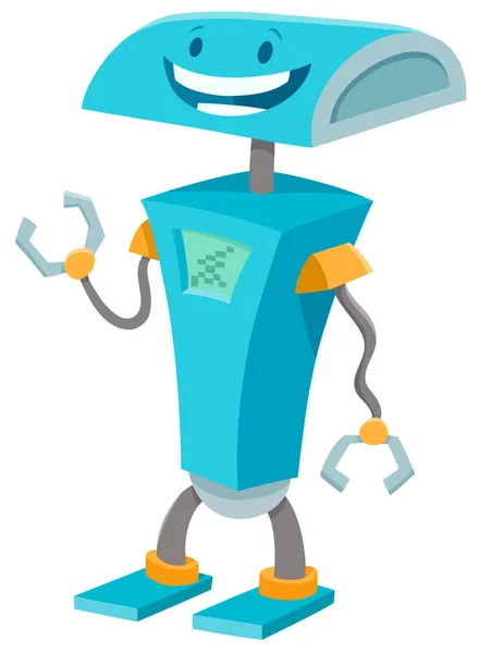 Gelukkig blauwe robot grappige cartoon karakter — Stockvector