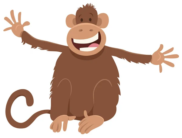 Boldog majom állat rajzfilmfigura — Stock Vector