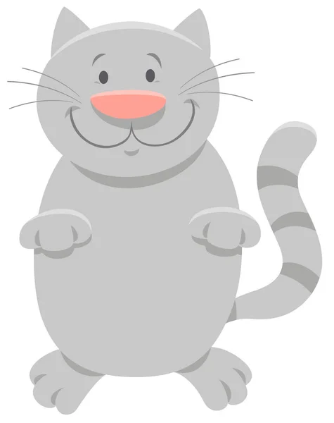 Glad grå katt djur seriefigur — Stock vektor