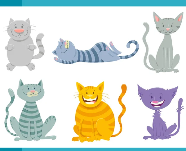 Gatos y gatitos divertido personajes conjunto — Vector de stock