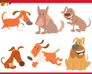 köpek veya yavru karikatür hayvanlar seti