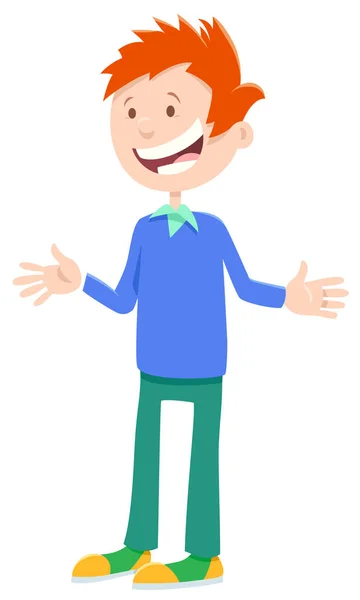 Glücklich Teenager Junge Cartoon-Figur — Stockvektor
