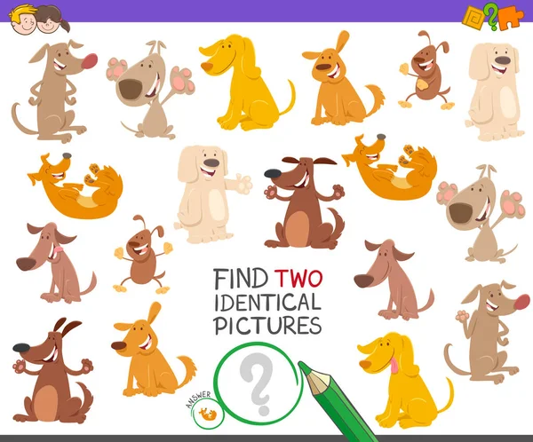 Παιχνίδι για να βρείτε δύο όμοιους σκύλους χαρακτήρες — Διανυσματικό Αρχείο