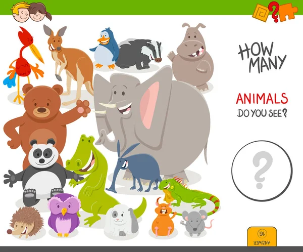 Számít az állatok oktatási játék gyerekeknek — Stock Vector