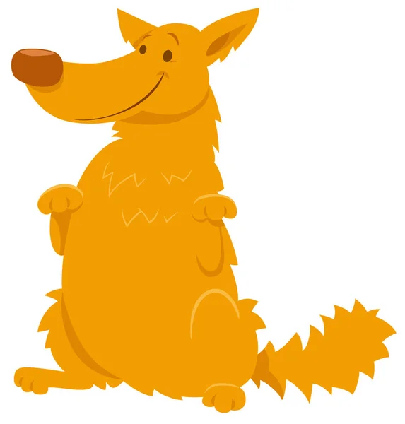 Divertido amarillo shaggy perro personaje de dibujos animados — Vector de stock