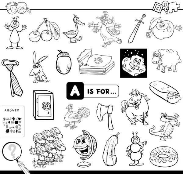 A 是为儿童彩色书的教育游戏 — 图库矢量图片