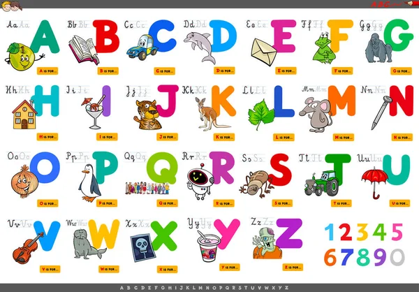 Alphabet avec personnages de bande dessinée ensemble — Image vectorielle