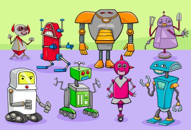 çizgi film robotu fantezi karakterleri grubu