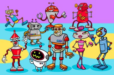 mutlu robotlar çizgi film karakterleri grubu