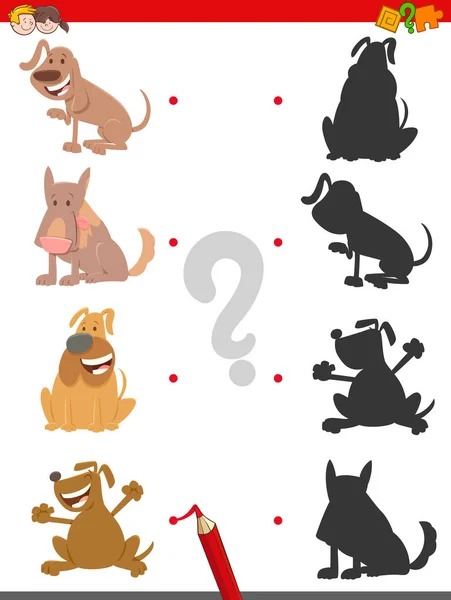 Çizgi film köpek karakterleri ile gölge oyunu — Stok Vektör