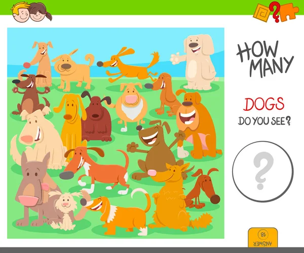 Contar los perros actividad hoja de trabajo juego — Vector de stock