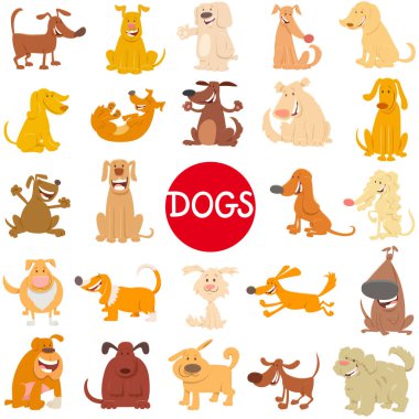 karikatür köpek karakteri büyük kümesi