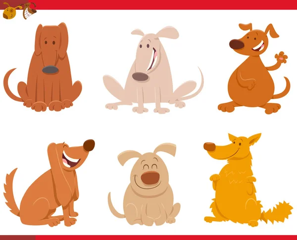 Perros o cachorros animales de dibujos animados conjunto — Vector de stock