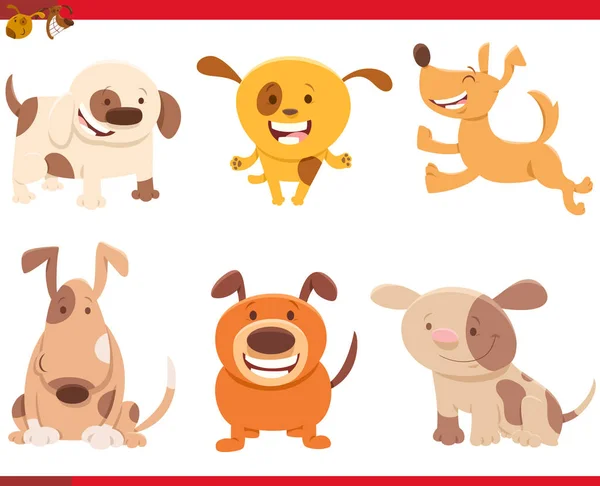 Perros o cachorros conjunto de mascotas de dibujos animados — Archivo Imágenes Vectoriales