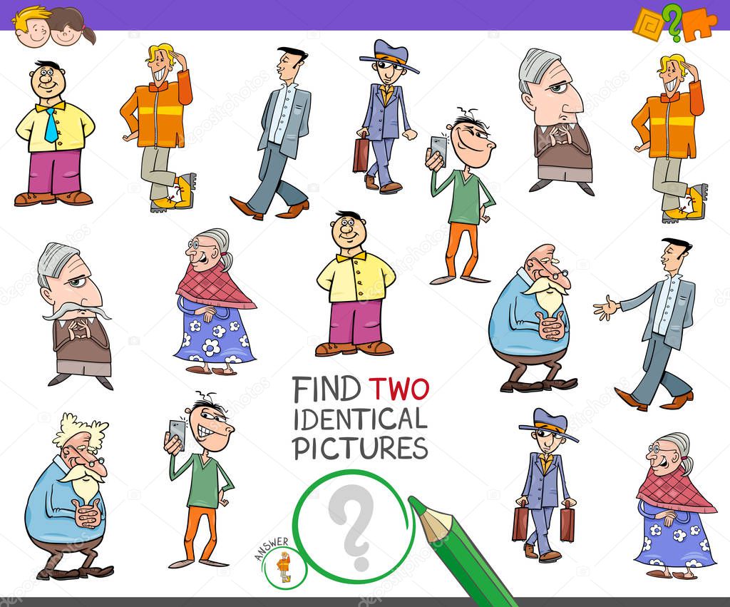 find two identical characters game for children