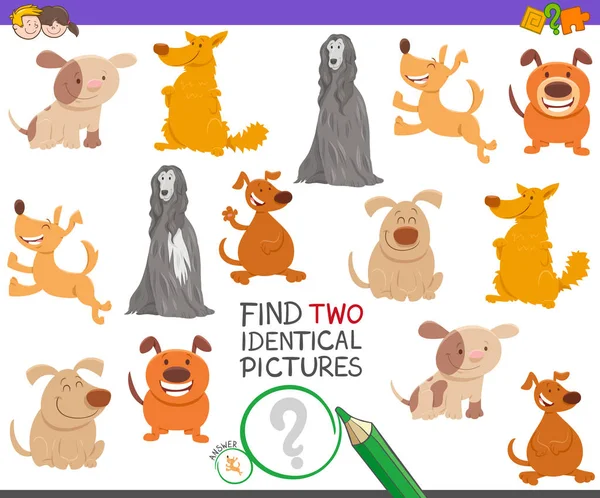 Encontrar dois jogos de cães idênticos para crianças — Vetor de Stock