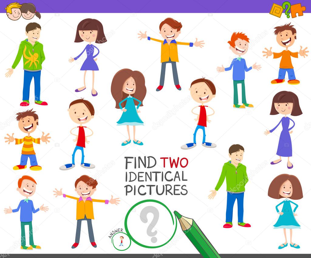 find two identical kids task for children