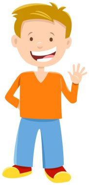 Çocuk karakter karikatür karakter mutlu