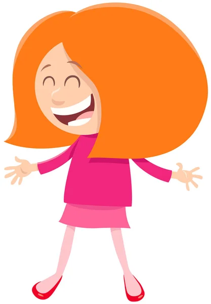 Χαρούμενος χαριτωμένο κορίτσι χαρακτήρας καρτούν εικόνα — Διανυσματικό Αρχείο
