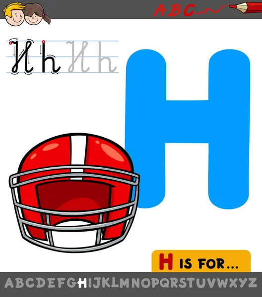 Brief H werkblad met cartoon helm — Stockvector