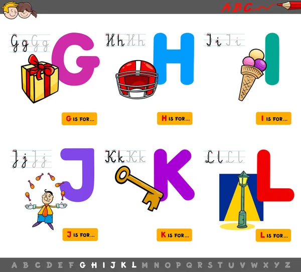 Lettres alphabet dessin animé éducatif pour les enfants — Image vectorielle