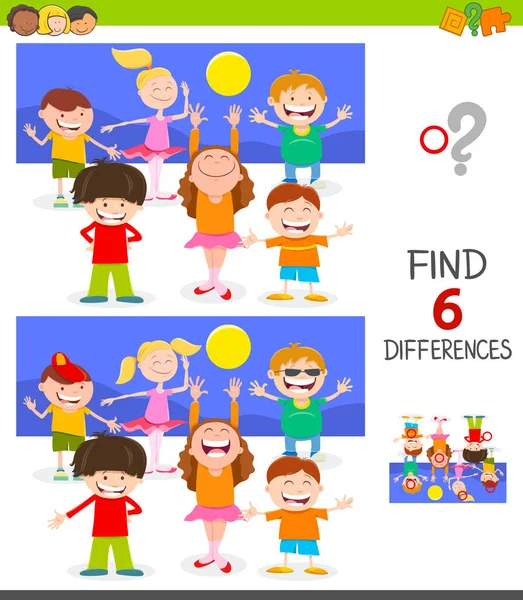 Trovare differenze gioco con i bambini felici — Vettoriale Stock