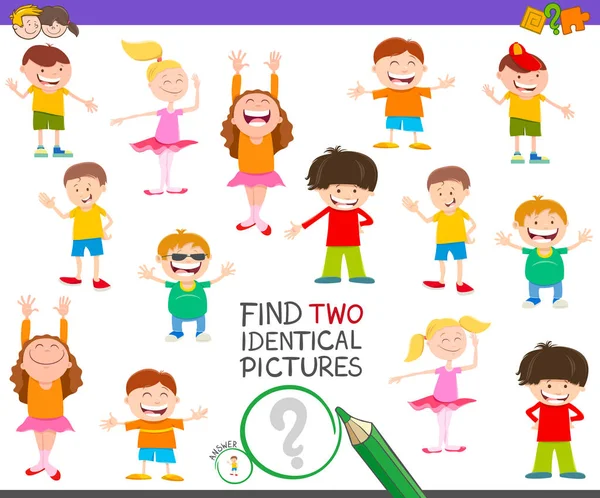 Trouver deux personnages identiques jeu pour les enfants — Image vectorielle