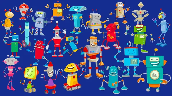 Robôs personagens de desenhos animados enorme grupo — Vetor de Stock