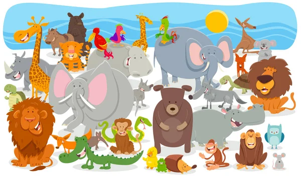 Cartoon animal characters group background — Stock Vector