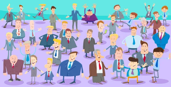 Dessins animés hommes d'affaires personnages grand groupe — Image vectorielle