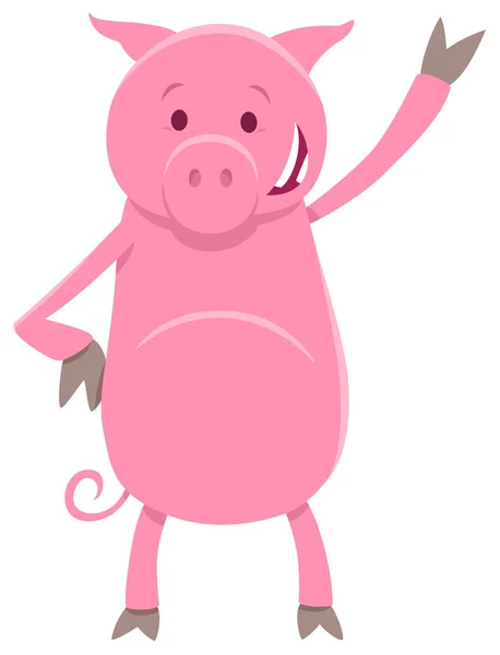 有趣的猪动物人物卡通插图 — 图库矢量图片