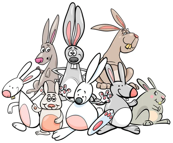 漫画ウサギ動物キャラクターグループ — ストックベクタ