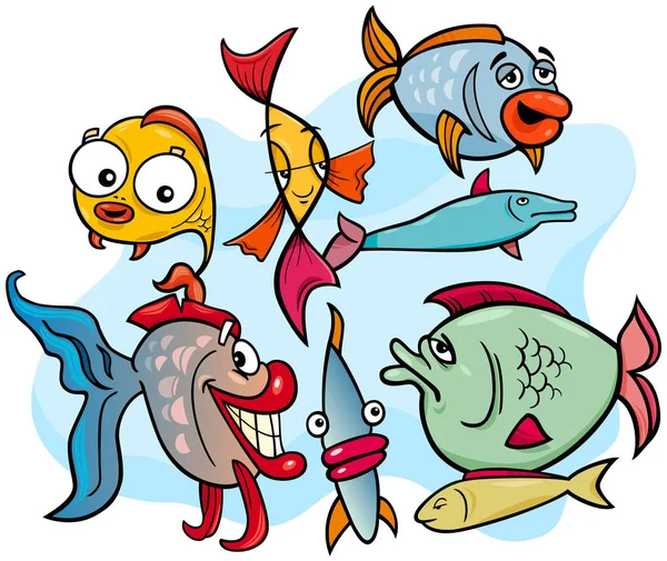 Grupa postacie kreskówka ryba zwierzę — Wektor stockowy
