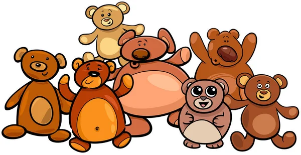 泰迪熊组卡通插图 — 图库矢量图片