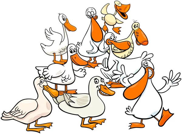 Pato aves granja animales caracteres grupo — Vector de stock